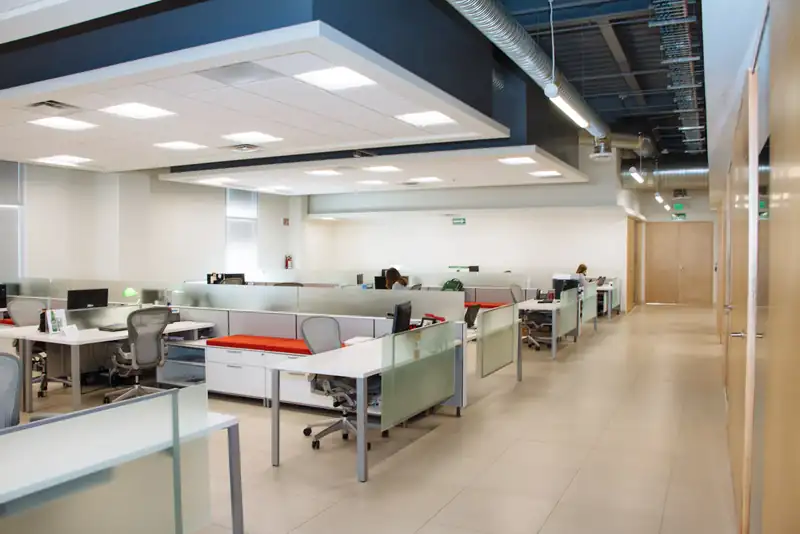 Bright modern office with LED lighting